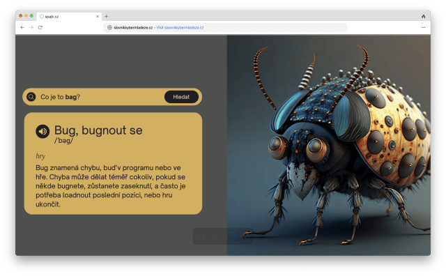 Ukázka Slovníku pro boomery z původního webu